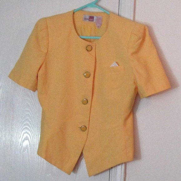 Vintage Yellow Short Sleeve Jacket Size 12 - Picture 1 of 4